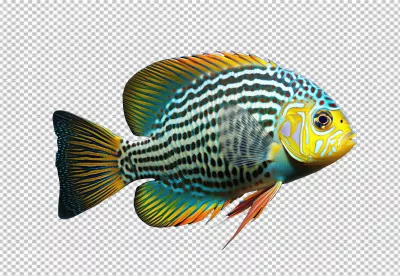 Vibrant Colorful Tropical Fish PNG Cutout for Marine Life Designs image