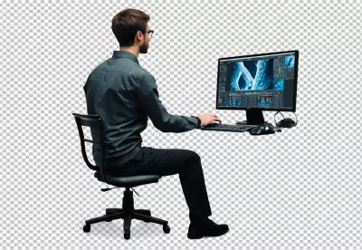 Professional Man Using Computer for Digital Video Editing image