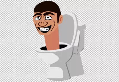 Bizarre Cartoon Man's Head with Exaggerated Smile Emerging From Toilet Vector image