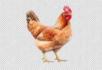 Elegant Brown Chicken Standing Proudly for Farm Animal and Agricultural Designs image