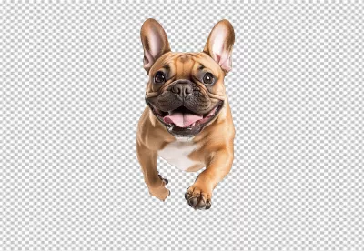 Playful Fawn French Bulldog Dog Running and Smiling PNG image
