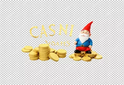 Whimsical Garden Gnome Standing on Stack of Gold Coins, Symbolizing Luck and Wealth image