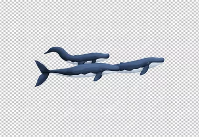 Three Blue Whales Swimming Gracefully, Marine Life Digital Illustration image