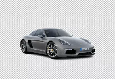 Sleek Gray Porsche Cayman Sports Car Isolated on Pristine White Background image