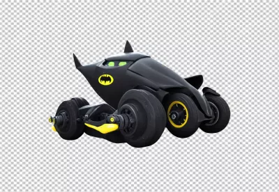 Sleek Batmobile Toy Car with Yellow Accents and Green Headlights image