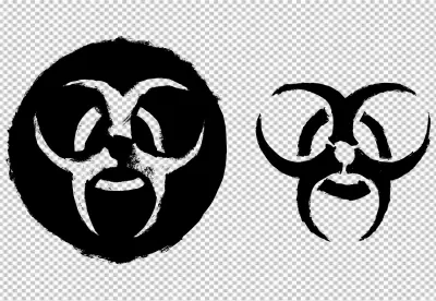 Two Biohazard Symbols Isolated on Black Background Grunge Style