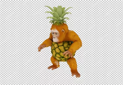 Whimsical Anthropomorphic Pineapple Creature with Furry Orange Body 8846 image