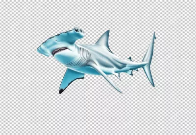Fierce Hammerhead Shark Swimming Dynamic Ocean Predator PNG Cutout image