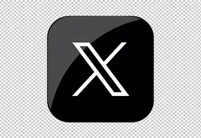 Glossy Black Square Button with Modern White 'X' Mark Digital App Symbol, X logo, Twitter logo image