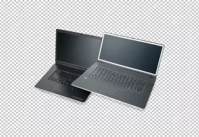 Two Sleek Modern Laptops with Dark Screens on a Pristine White Background image