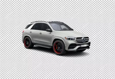 Sleek Light Grey Mercedes-Benz GLE SUV with Dynamic Red Alloy Wheels image