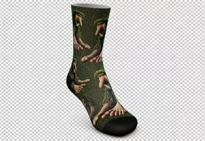 Unique Moss Creature Forest Spirit Sock Design Pattern with Woodland Gnomes image