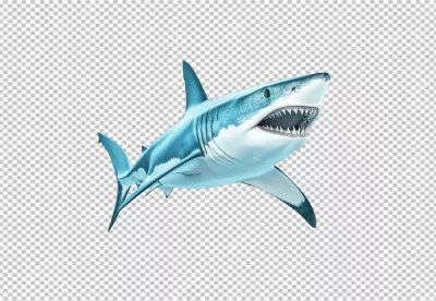 Powerful Great White Shark Cutout for Dynamic Aquatic Designs image
