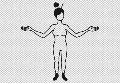 Minimalist Female Figure Line Art with Welcoming Gesture on White Background image