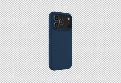 Modern Smartphone with Triple Camera in Protective Navy Blue Case image