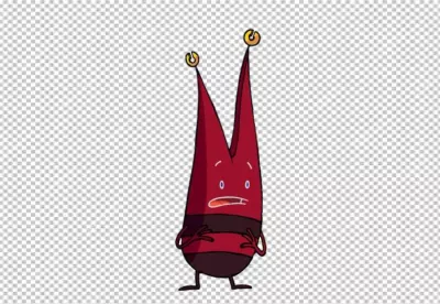 Whimsical Red Cartoon Monster with Antennas and Bell Tips image