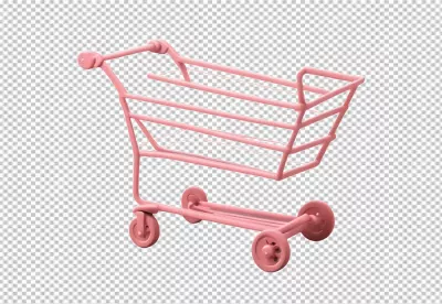 Charming Pink Miniature Shopping Cart 3D Render for Retail and E-commerce Concepts image