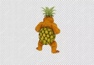 Whimsical Anthropomorphic Pineapple Creature with Furry Orange Body image