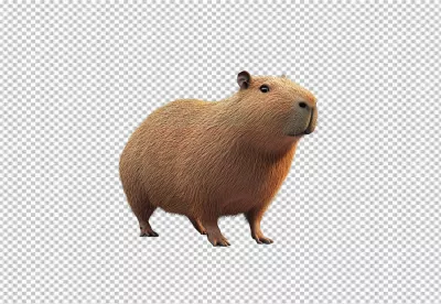 Detailed Capybara Rodent Isolated for Seamless Wildlife Compositions image