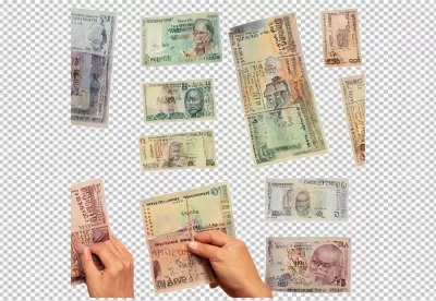Abstract AI-Generated Banknotes and Hands Holding Fictional Distorted Currency Art image