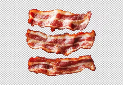 Perfectly Crispy Bacon Strips PNG for Breakfast and Culinary Designs image