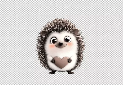Adorable Hedgehog Holding a Cute Heart Love Symbol image