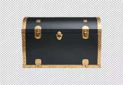 Classic Black Storage Chest with Ornate Gold Clasps and Studs image