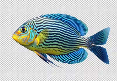 Vibrant Blue and Yellow Striped Fish for Creative Marine Life Designs image