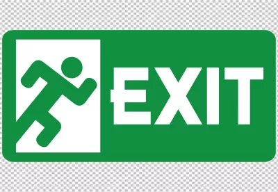 Green Exit Sign with Running Man Icon