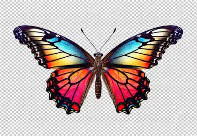 Vibrant Colorful Butterfly PNG Cutout for Digital Art and Creative Designs image