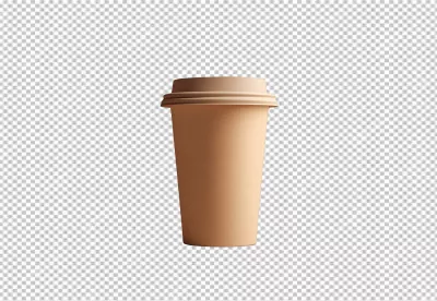 Empty Brown Disposable Coffee Cup with Lid PNG for Beverage Mockups and Brand Designs image