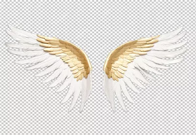 Majestic Golden White Angel Wings Spread for Divine Design image