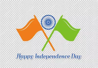 Crossed Indian Flags with Ashoka Chakra and Happy Independence Day text