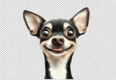 Cute Smiling Chihuahua Dog Face Close-up PNG for Joyful Designs image