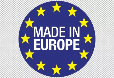 Official Made in Europe emblem with stars on a blue background