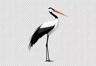 Elegant Cartoon Stork Standing Tall Vector Art Illustration for Nature Designs image