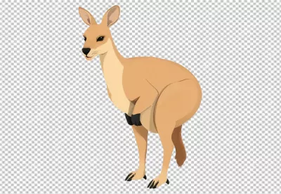 Graceful Australian Kangaroo Standing Alertly on a Clean White Background image