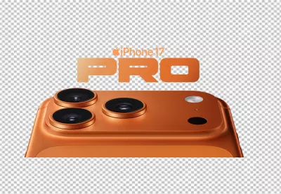 Orange iPhone 17 Pro with Triple-Lens Camera System on a Dark Backdrop image