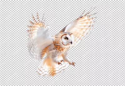 Majestic Short-Eared Owl in Dynamic Flight PNG Cutout for Wildlife Designs image