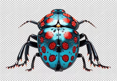Exotic Blue Spotted Beetle Cutout for Unique Designs and Educational Projects image