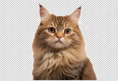 Adorable Fluffy Brown Cat with Golden Eyes Looking Directly at Camera image