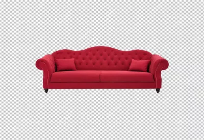 Elegant Red Velvet Tufted Sofa with Cushions for Luxurious Living Room Interior image