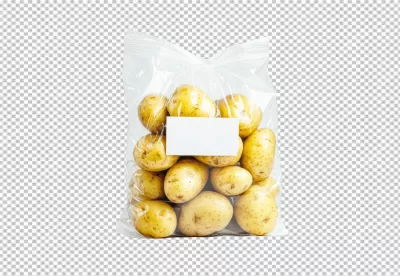 Fresh Raw Potatoes in Clear Plastic Bag for Healthy Cooking and Recipes image