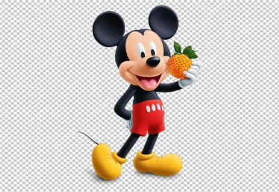 Iconic Mickey Mouse Cheerful Cartoon Character Holding Vibrant Pineapple-Like Fruit image