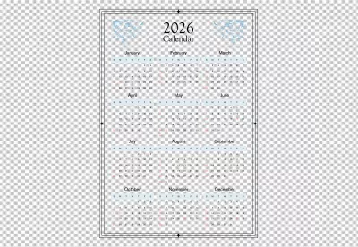 Elegant 2025 Annual Calendar with Delicate Floral Accents on Black Background image