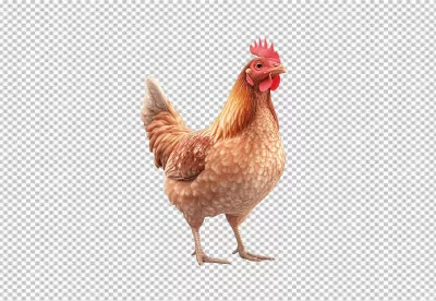 Realistic Brown Chicken Standing PNG Cutout for Farm Animal Designs image