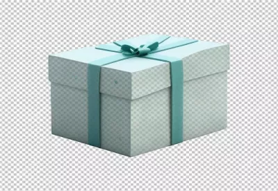 Elegant Light Blue Gift Box with Decorative Teal Ribbon and Stylish Bow for Special Occasions image