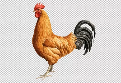 Proud Golden Brown Rooster with Vibrant Red Comb and Wattle Standing Tall image