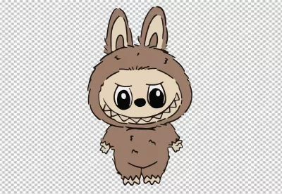 Cute Fluffy Brown Monster with Big Eyes and Mischievous Grin image