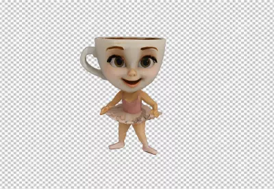 Expressive Coffee Cup Ballerina Dancing with Grace and Charm image